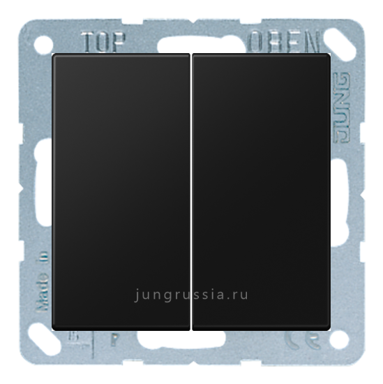 Переключатель 2-клавишный JUNG LS 990, матовый черный