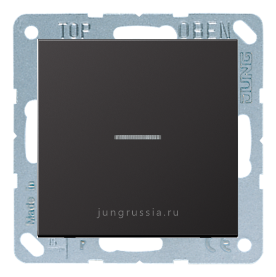 Перекрестный выключатель 1-клавишный JUNG LS 990, с подсветкой, Темный Алюминий