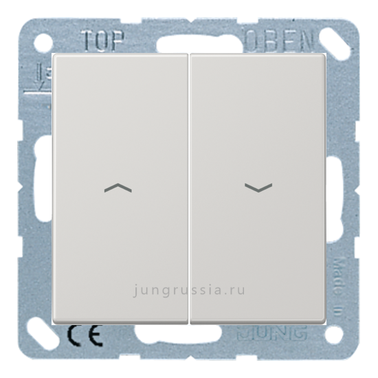 Выключатель жалюзи JUNG LS 990, кнопочный, Светло-серый