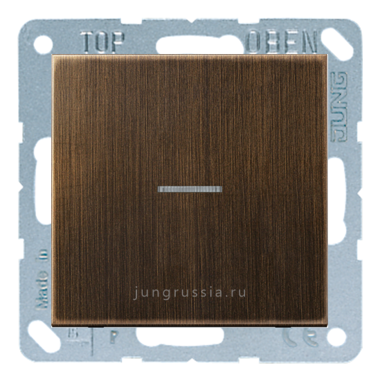 Переключатель 1-клавишный JUNG LS 990, с подсветкой, Латунь Antik