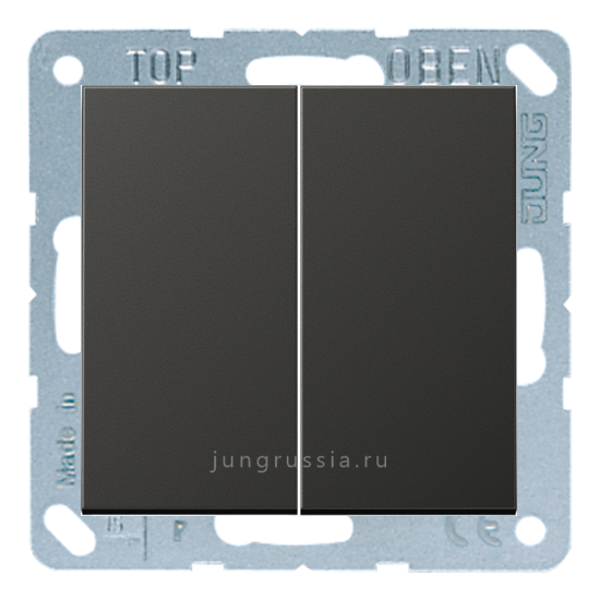 Переключатель 2-клавишный JUNG LS 990, Антрацит - металл