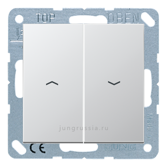 Выключатель жалюзи JUNG LS 990, кнопочный, Алюминий - металл