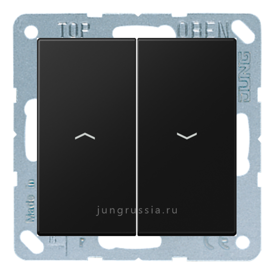Выключатель жалюзи JUNG LS 990, клавишный, матовый черный