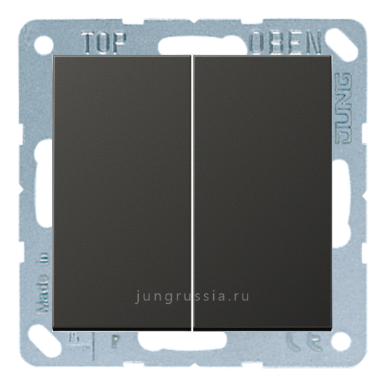 Кнопка 2-клавишная JUNG LS 990, Антрацит - металл