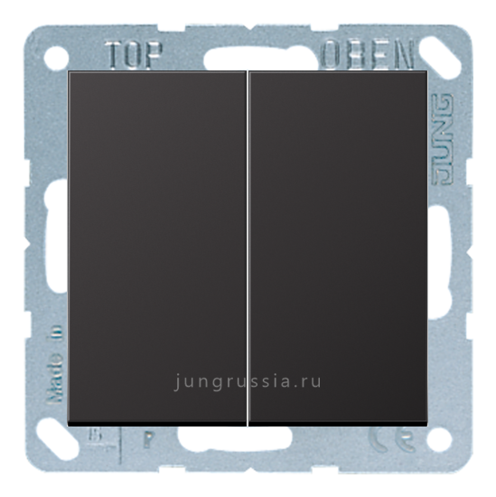 Переключатель 2-клавишный JUNG LS 990, Темный Алюминий