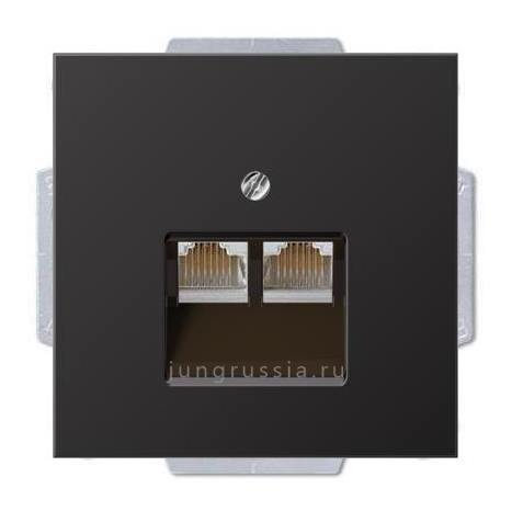 Компьютерная розетка 2-ая JUNG LS 990, Темный Алюминий