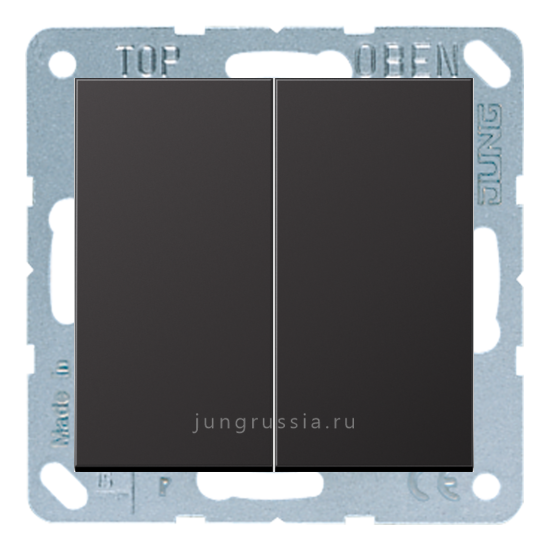 Кнопка 2-клавишная JUNG LS 990, Темный Алюминий