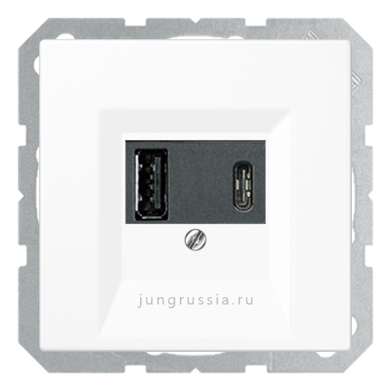 USB розетка для зарядки мобильных устройств тип А и USB тип С макс.3000 мА JUNG LS 990, белый