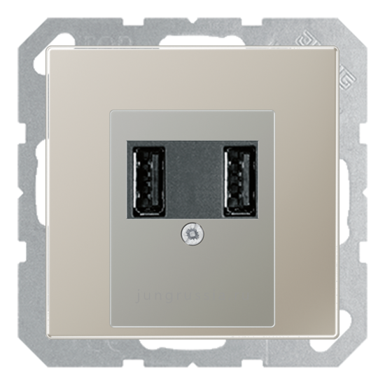 USB розетка для зарядки мобильных устройств JUNG LS 990, Нержавеющая сталь
