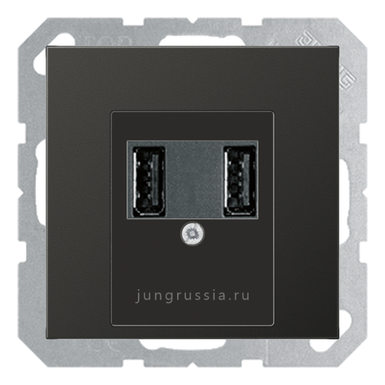 USB розетка для зарядки мобильных устройств JUNG LS 990, Антрацит - металл