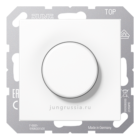 Поворотный Светорегулятор светодиодный(LED) JUNG LS 990, проходной, белый