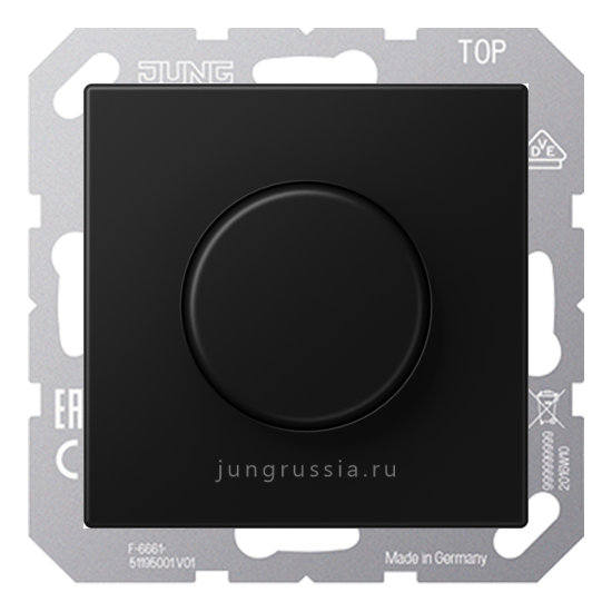 Поворотный Светорегулятор светодиодный(LED) JUNG LS 990, проходной, матовый черный