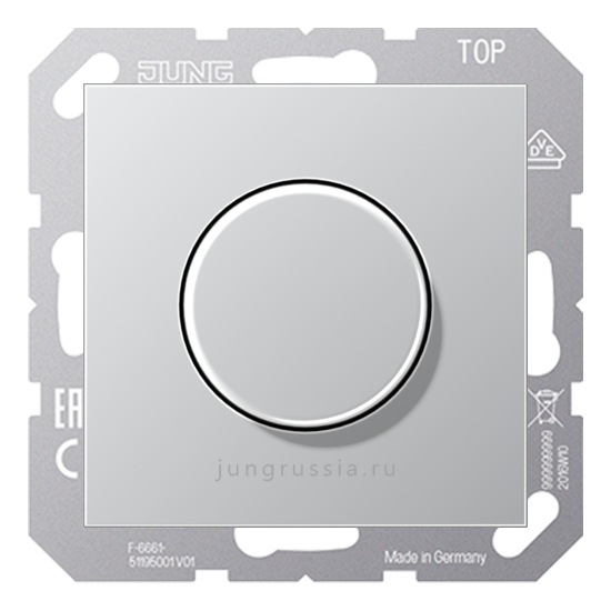 Поворотный Светорегулятор светодиодный(LED) JUNG LS 990, проходной, Алюминий - металл