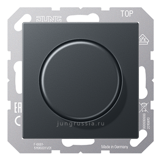 Поворотный Светорегулятор светодиодный(LED) JUNG A Plus, проходной, Антрацит