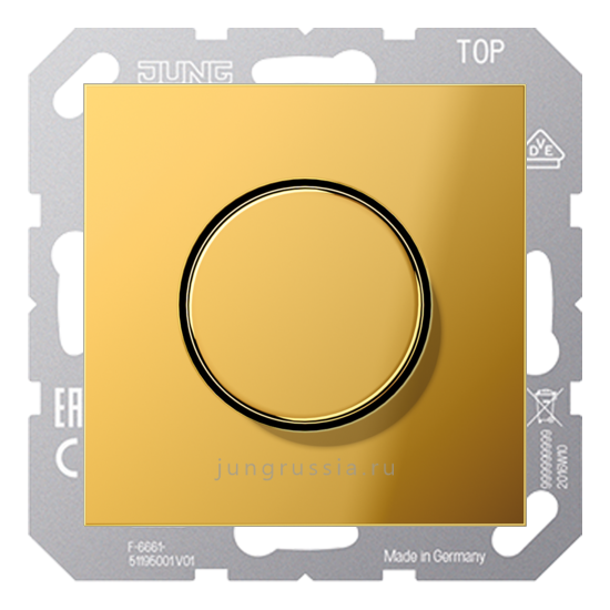 Поворотный Светорегулятор светодиодный(LED) JUNG LS 990, проходной, Имитация золота