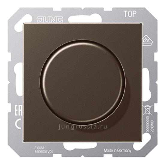 Поворотный Светорегулятор светодиодный(LED) JUNG A Plus, проходной, Мокко