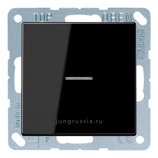 Выключатель 1-клавишный JUNG LS plus, с подсветкой, Черный