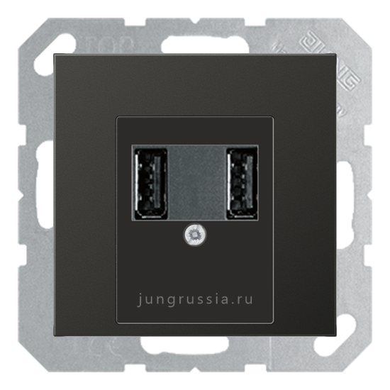 USB розетка для зарядки мобильных устройств JUNG LS plus, Антрацит - металл