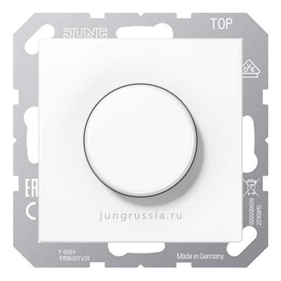 Поворотный Светорегулятор светодиодный(LED) JUNG LS plus, проходной, белый