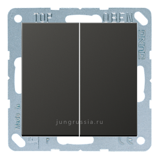 Выключатель 2-клавишный JUNG LS design, Антрацит - металл