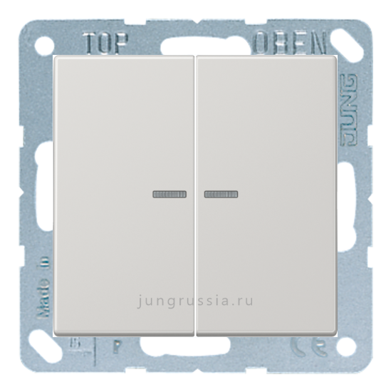 Выключатель 2-клавишный JUNG LS design, с подсветкой, Светло-серый