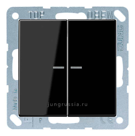 Выключатель 2-клавишный JUNG LS design, с подсветкой, Черный