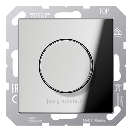 Поворотный Светорегулятор светодиодный(LED) JUNG LS design, проходной, Хром
