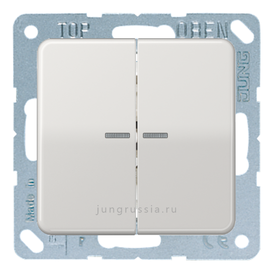Выключатель 2-клавишный JUNG CD 500, с подсветкой, Светло-серый