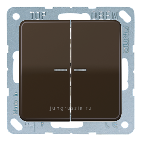 Выключатель 2-клавишный JUNG CD 500, с подсветкой, Коричневый