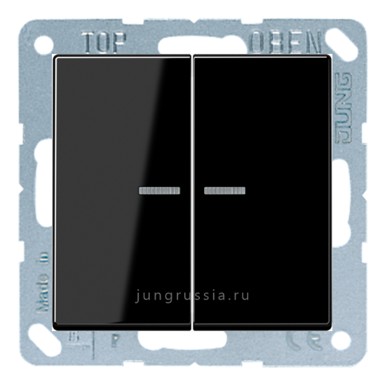 Выключатель 2-клавишный JUNG A Creation, с подсветкой, Черный