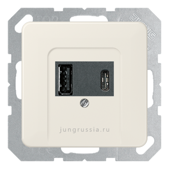 USB розетка для зарядки мобильных устройств тип А и USB тип С макс.3000 мА JUNG CD 500, Слоновая кость