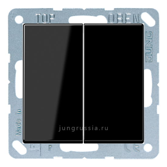 Выключатель 2-клавишный JUNG AS 500, Черный