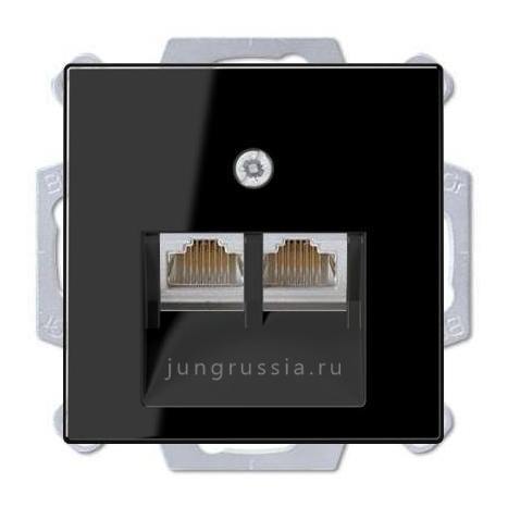 Компьютерная розетка 2-ая JUNG AS 500, Черный