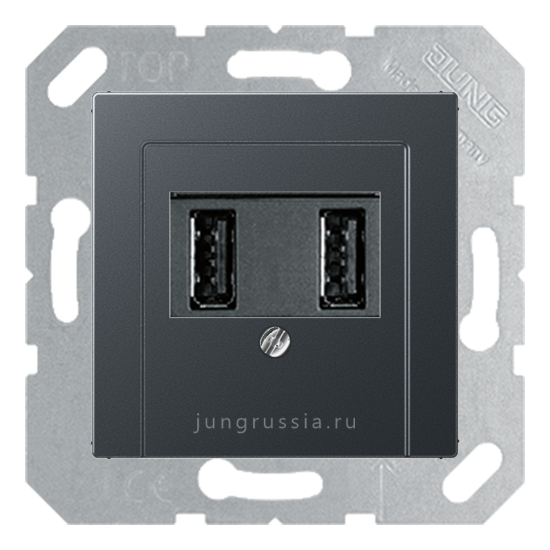 USB розетка для зарядки мобильных устройств JUNG AS 500, Антрацит