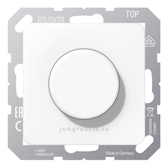 Поворотный Светорегулятор светодиодный(LED) JUNG CD 500, проходной,  Белый
