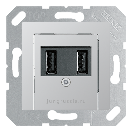 USB розетка для зарядки мобильных устройств JUNG AS 500, Алюминий