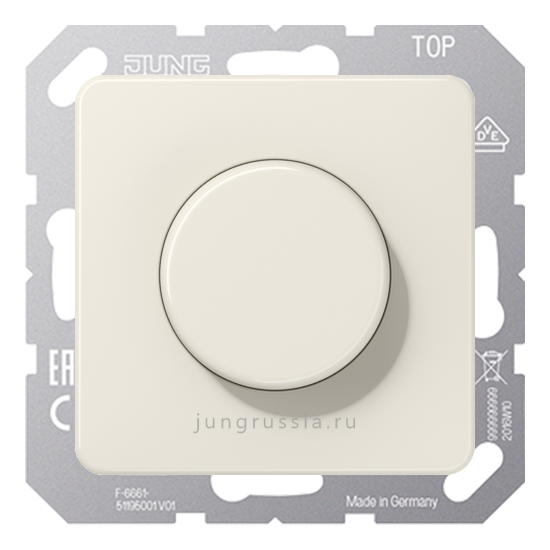 Поворотный Светорегулятор светодиодный(LED) JUNG CD 500, проходной,  Слоновая кость