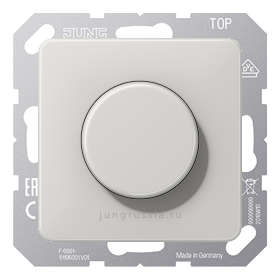 Поворотный Светорегулятор светодиодный(LED) JUNG CD 500, проходной,  Светло-серый