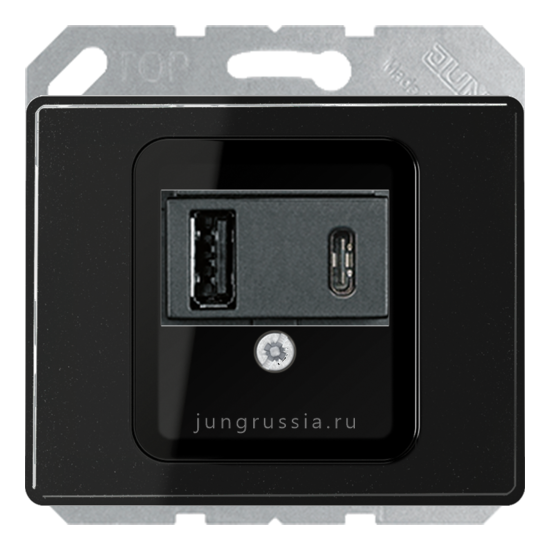 USB розетка для зарядки мобильных устройств тип А и USB тип С макс.3000 мА JUNG SL 500, черный