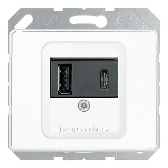 USB розетка для зарядки мобильных устройств тип А и USB тип С макс.3000 мА JUNG SL 500, белый