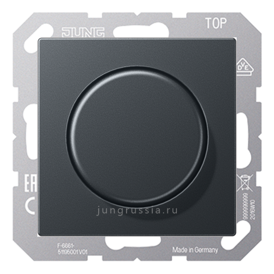Поворотный Светорегулятор светодиодный(LED) JUNG A 500, проходной, Антрацит