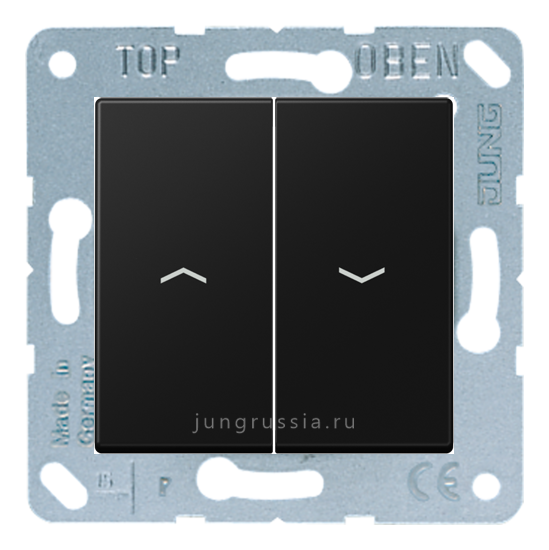 Выключатель жалюзи JUNG A 550, клавишный, матовый черный