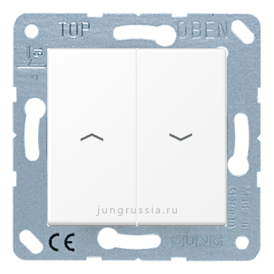 Выключатель жалюзи JUNG A 550, кнопочный, Матовый белый