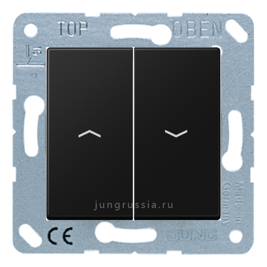 Выключатель жалюзи JUNG A 550, кнопочный, матовый черный