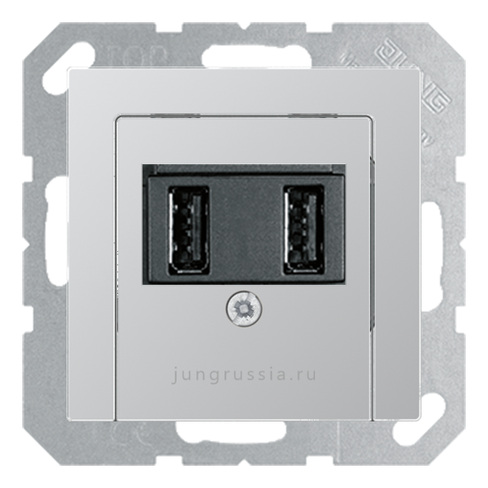 USB розетка для зарядки мобильных устройств JUNG A 550, Алюминий