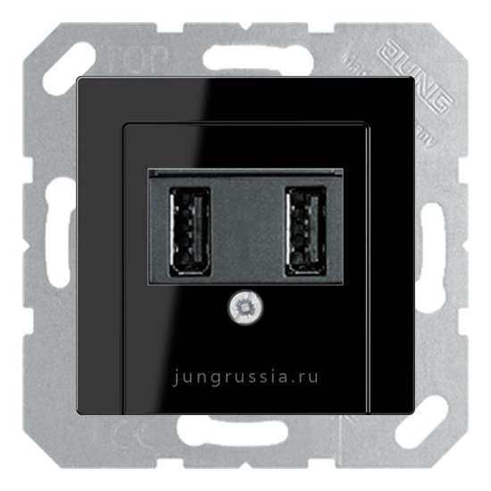 USB розетка для зарядки мобильных устройств JUNG A Flow, Черный