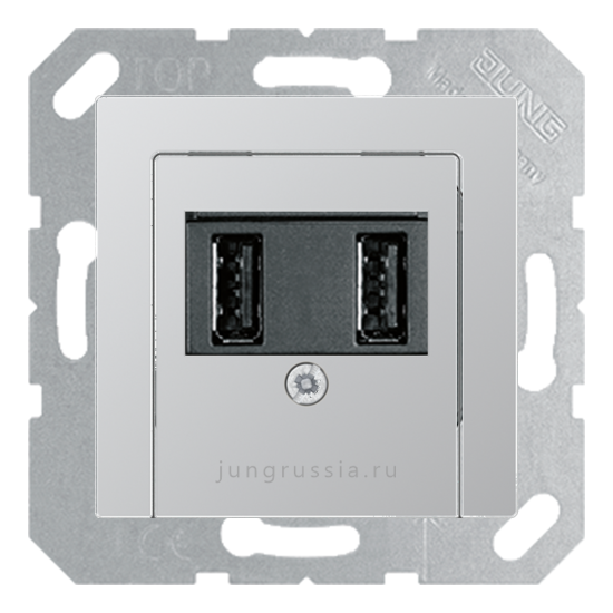 USB розетка для зарядки мобильных устройств JUNG A Flow, Алюминий