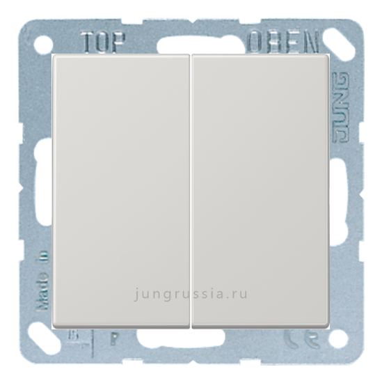 Выключатель 2-клавишный JUNG LS 990, Светло-серый