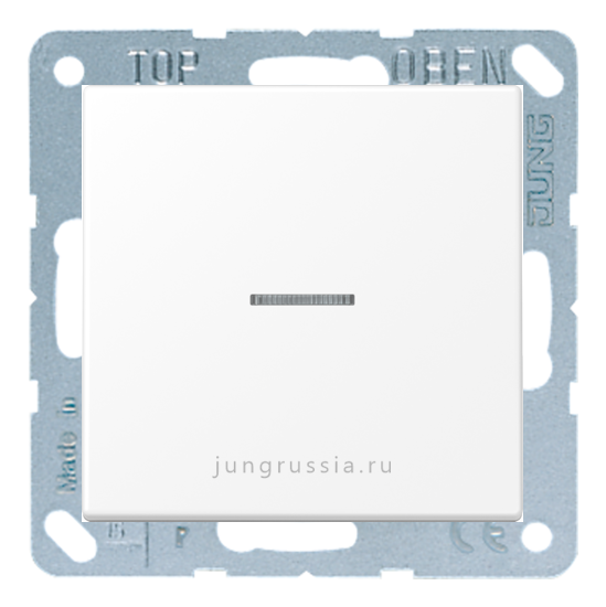 Перекрестный выключатель 1-клавишный JUNG LS 990, с подсветкой, Матовый белый