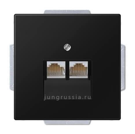 Компьютерная розетка 2-ая JUNG LS 990, матовый черный